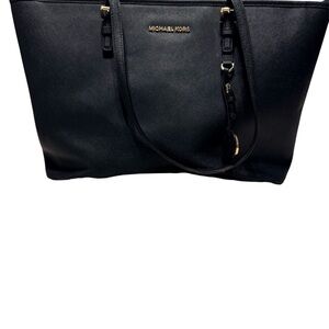 Michael Kors Black Saffiano Tote with Gold Hardware